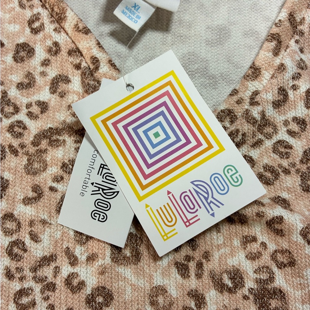 LuLaRoe Beige and Brown Leopard Print V-Neck Tank - Picture 3 of 3